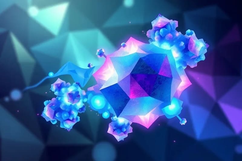 Abstract glowing cellular structures with energy waves