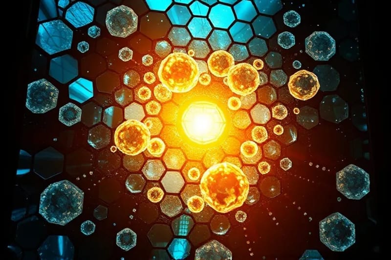 Red de células hexagonales brillantes