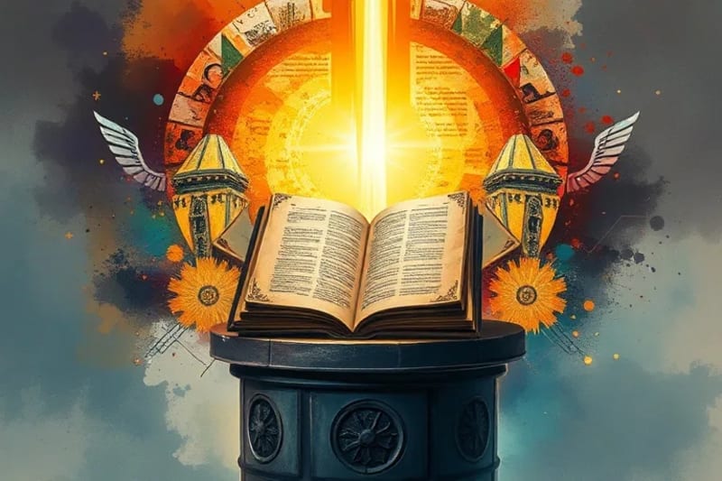 Pintura abstracta de acuarela que ilustra la verdad disipando la desinformación con luz dorada.