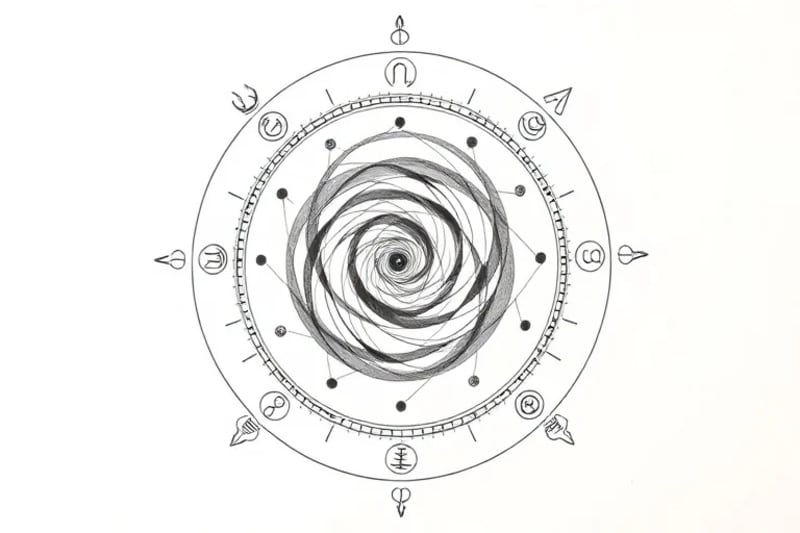 Representación abstracta de los siete chakras como vórtices de energía luminosa, conectados por sutiles flujos de luz que simbolizan la armonía y el equilibrio energético.