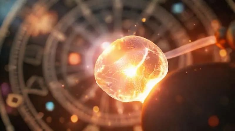 Representación conceptual de la voz humana como un haz de luz vibrante y sanador