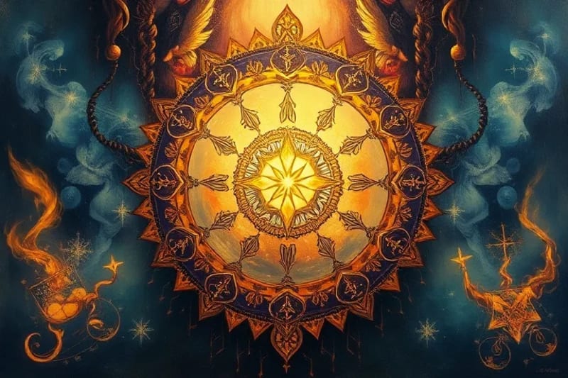 Escudo etéreo que repele símbolos de envidia y manipulación, representando la protección espiritual.