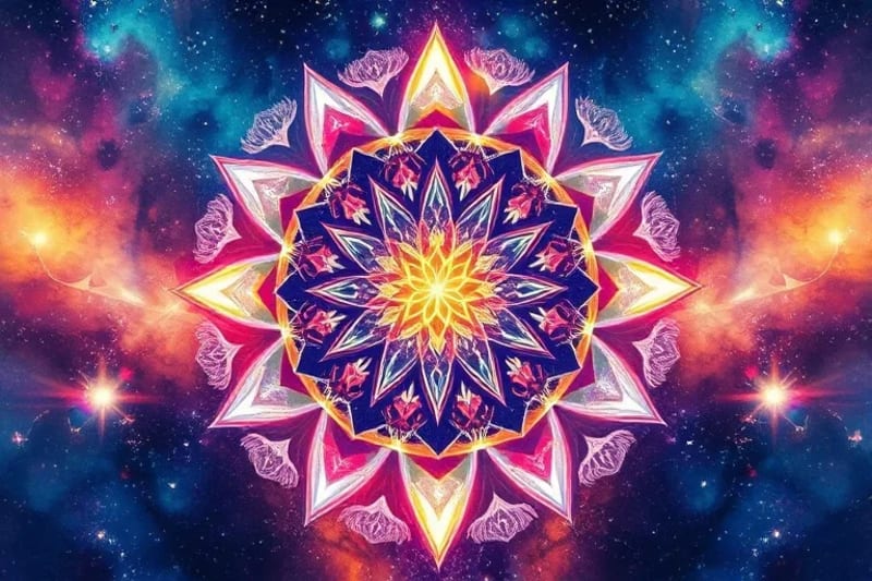 Representación artística de los chakras y la energía cristalina