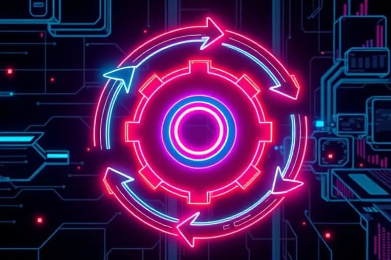 Diagrama vectorial de economía circular con blockchain superpuesto