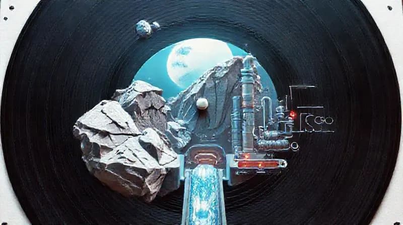 Conceptual diagram of various extraterrestrial resources like water ice, platinum, rare earth elements