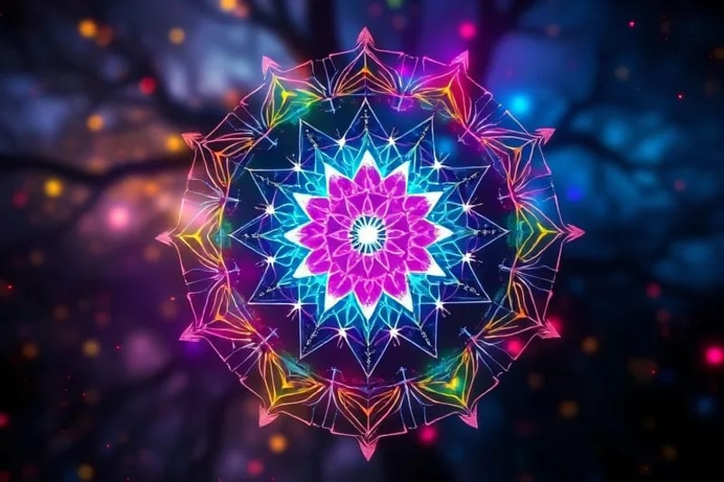 Microscopic view of DNA strands intertwined with symbolic ancestral threads