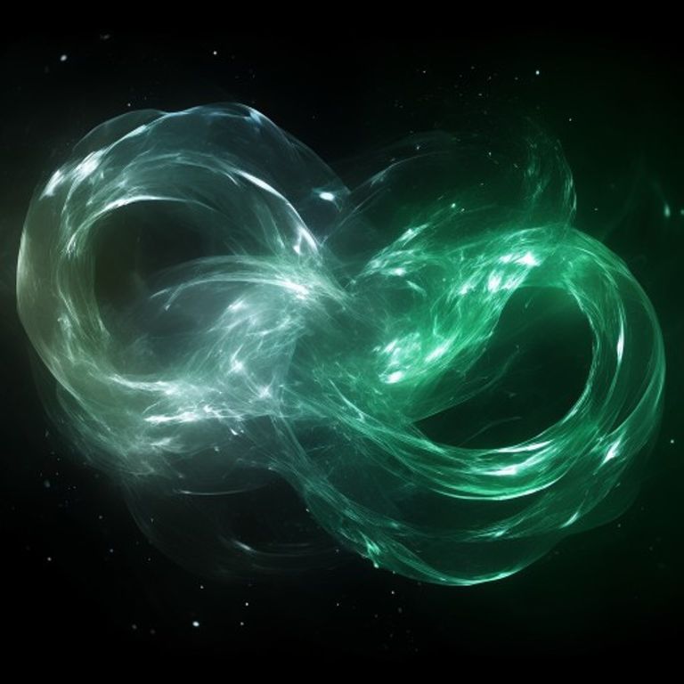 Abstract visual of silver and green energy forms merging, representing the complex and powerful bond between the Rat and Snake.