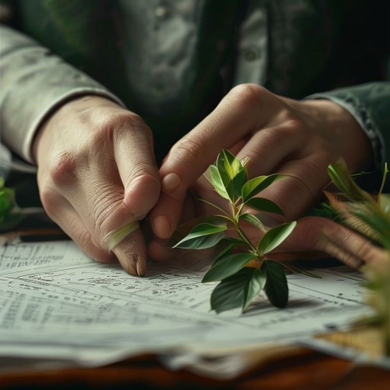 A conceptual image showing a balance between financial planning documents (representing the Rat) and artistic elements like a paintbrush or flowers (representing the Goat), symbolizing harmony in financial and emotional aspects.