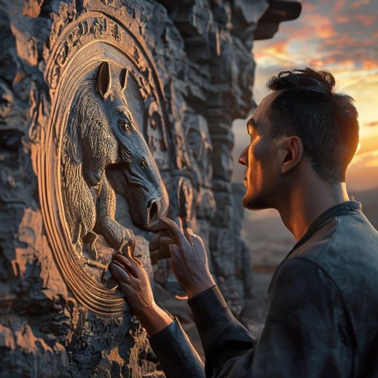 Hombre contemplando el zodiaco chino y conflictos