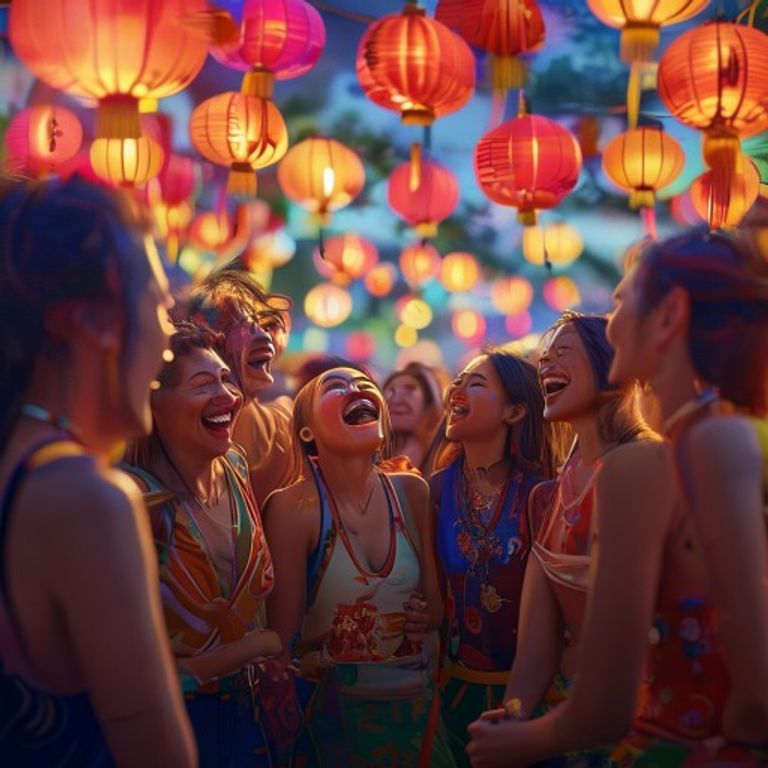 A diverse group of people from different backgrounds interacting harmoniously, symbolizing social harmony among various zodiac signs.