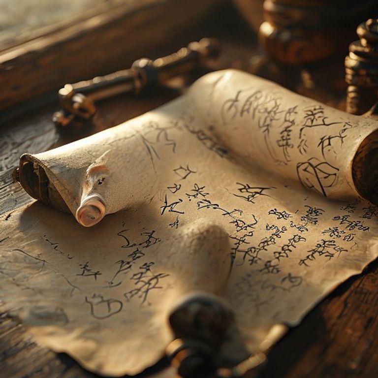 Calligraphy scroll with Pig symbol, representing wisdom and tradition.