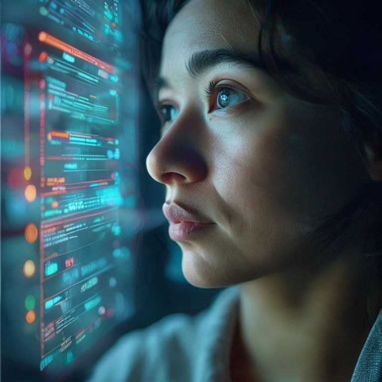 Usuario gestionando la privacidad de sus datos a través de una interfaz de control avanzada en un dispositivo de hogar inteligente, representando la soberanía digital.