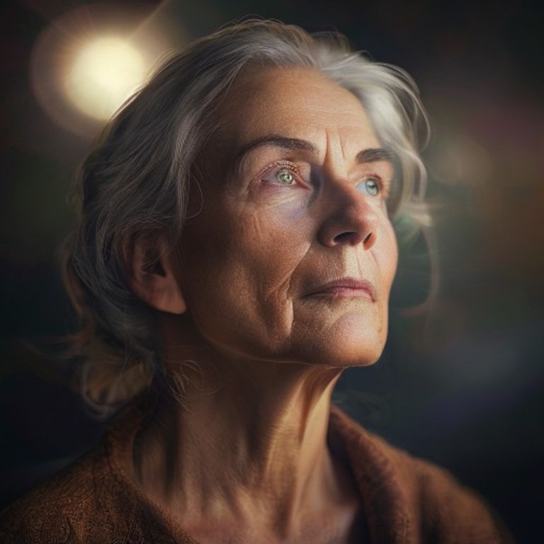 Retrato fotorealista de una persona sabia y leal, que encarna las cualidades del signo del Perro en el ámbito profesional y personal.