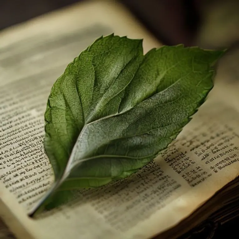 Una hoja verde sobre un libro de leyes abierto, simbolizando la necesidad de que las regulaciones para la IA Ambiental se inspiren en los principios naturales y la sostenibilidad.