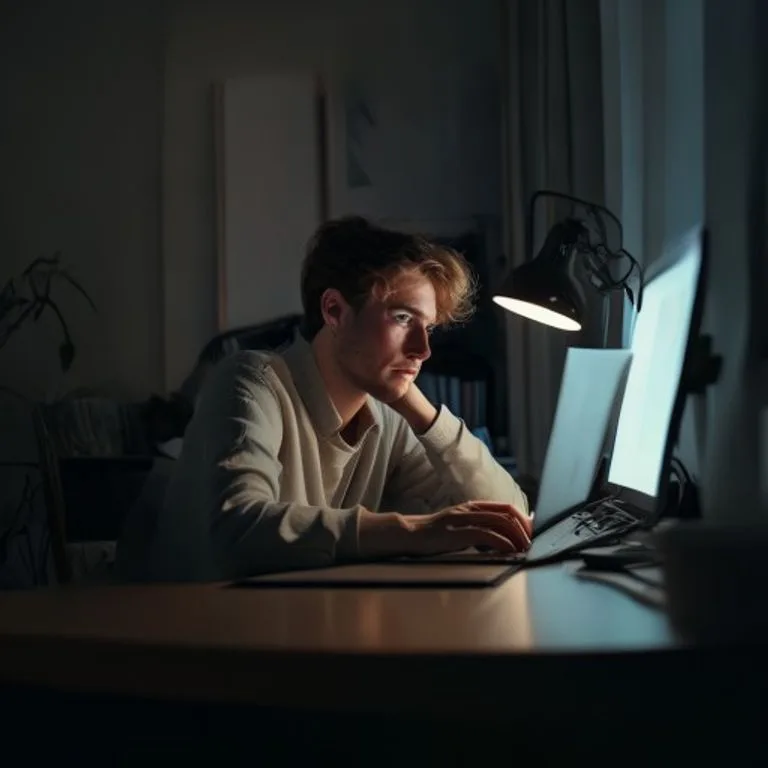 Una persona en reflexión, apartando la mirada de un dispositivo digital, representando la lucha por el control mental y el tratamiento de la adicción.