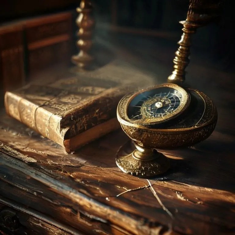 Detalle de un astrolabio antiguo, una herramienta histórica para la navegación y la astrología, simbolizando el conocimiento ancestral.
