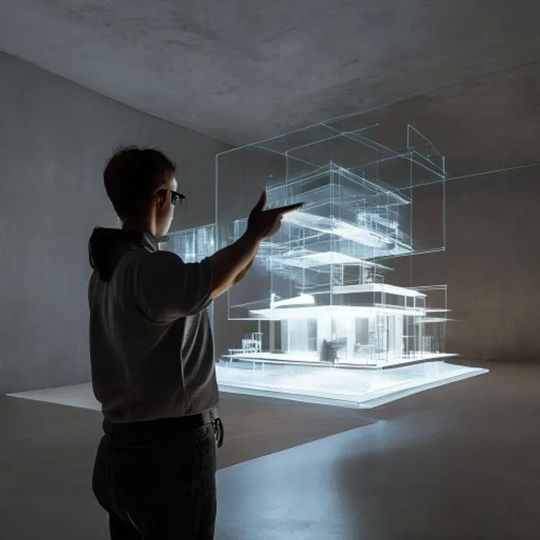 Arquitecto usando gafas de realidad aumentada para visualizar un diseño interior