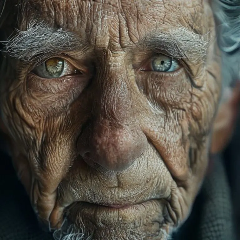 Primer plano de un rostro pensativo con reflejos de datos digitales en los ojos, evocando la sabiduría humana en la era de la IA.