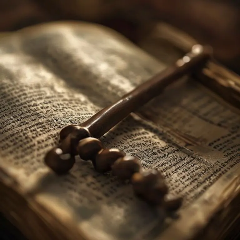 Rosario sobre una Biblia abierta, simbolizando la guía espiritual y la Palabra de Dios.
