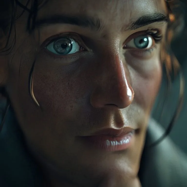 Extreme close-up of a person's thoughtful face, eyes focused, subtly conveying cognitive prowess and astute nature.