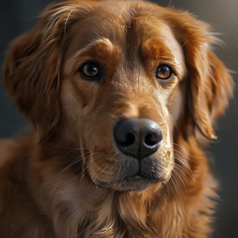 Retrato de un perro leal y vigilante, con una mirada profunda que transmite honestidad y protección, en un entorno natural.