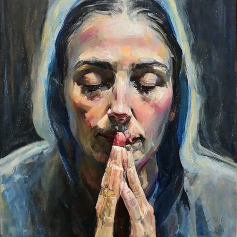 Silueta de una persona orando con las manos juntas, en un ambiente sereno que transmite paz y contemplación espiritual.