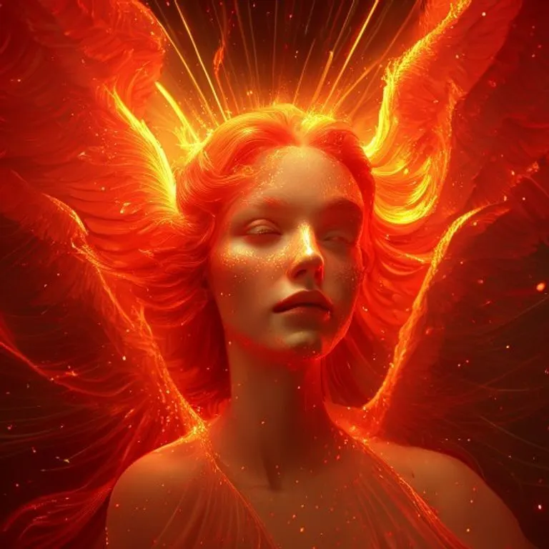 Un Serafín, con sus seis alas ardientes, simboliza el amor puro y la gloria divina, reflejando la pasión incesante por el Creador.
