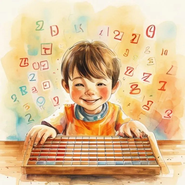 Niño concentrado manipulando un ábaco, simbolizando el aprendizaje y desarrollo de habilidades matemáticas y cognitivas.