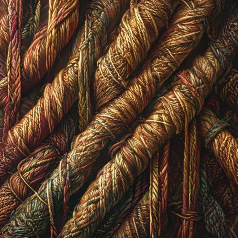 Ilustración detallada de un quipu inca, mostrando la complejidad de sus nudos y la disposición de las cuerdas para registro y cálculo.