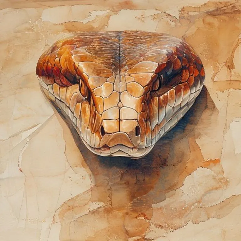 Representación minimalista de elementos geológicos y serpentinos, simbolizando la solidez y el pragmatismo de la Serpiente de Tierra.