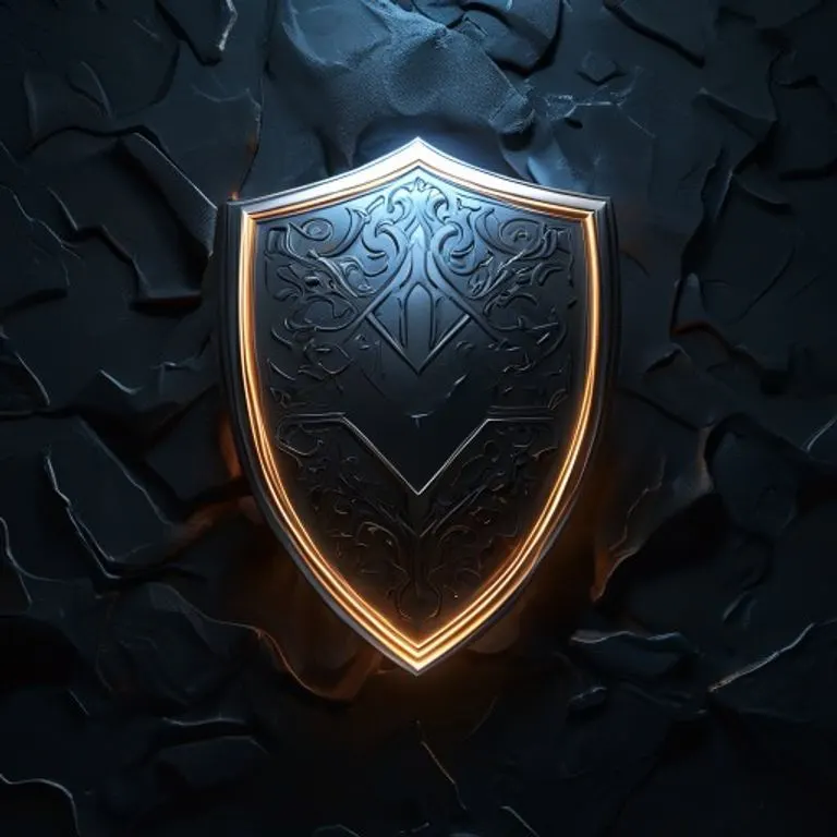 Un escudo brillante con un aura protectora, representando la protección divina y la fortaleza que se invoca a través de la oración a San Alejo.