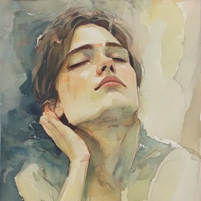 A serene watercolor portrait depicting a person in deep meditation, an ideal practice for the introspective periods of planetary retrogrades.