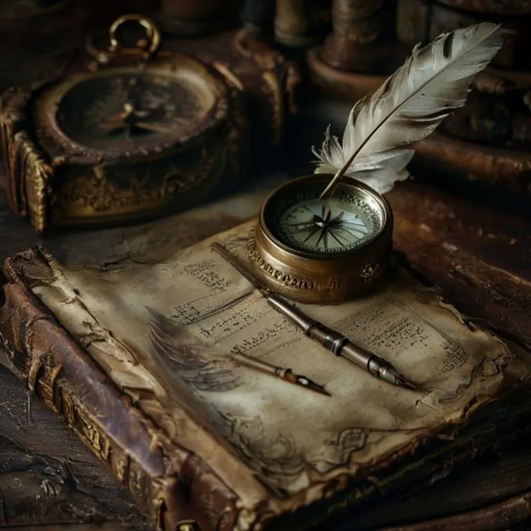 A cinematic still life featuring a vintage compass and an open journal, representing the essential process of review and re-evaluation during planetary retrogrades.