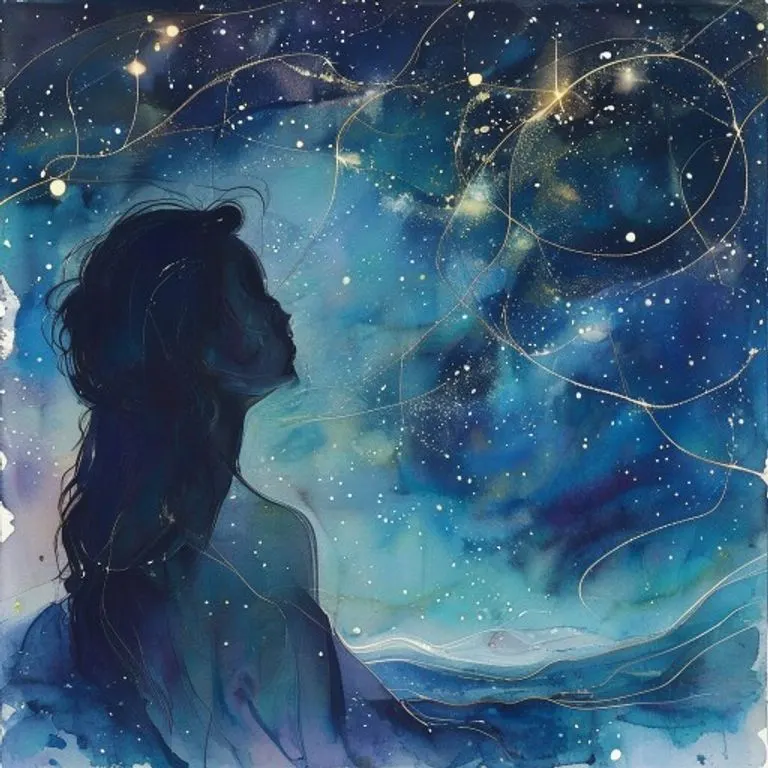 Conceptual art depicting a person connected to a cosmic web, symbolizing personal astrology and the influence of celestial bodies on individual destiny.