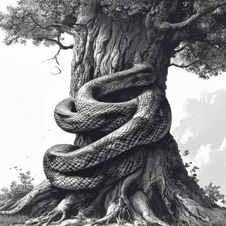 Representación digital de una serpiente y un buey entrelazados con circuitos, simbolizando la simbiosis de sabiduría y fuerza en la compatibilidad.