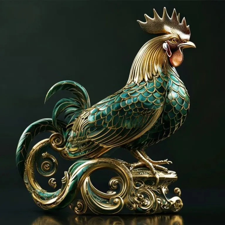 A stylized 3D illustration depicts the powerful and elegant alliance between the Snake and Rooster zodiac signs, symbolizing their strong connection.