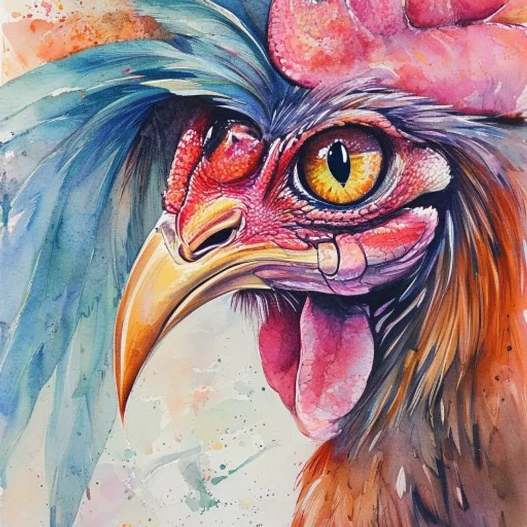 A detailed watercolor depiction captures the intense focus of the Snake and the elegant beauty of the Rooster, highlighting their individual characteristics.