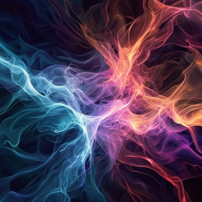 Ilustración abstracta de energías entrelazadas, simbolizando la compatibilidad y la conexión en las relaciones zodiacales.
