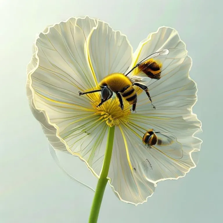 Detailed 3D illustration showing the internal anatomy of a flower, highlighting a precise incision made by a nectar robber at the base of the corolla, bypassing the anthers and stigma.