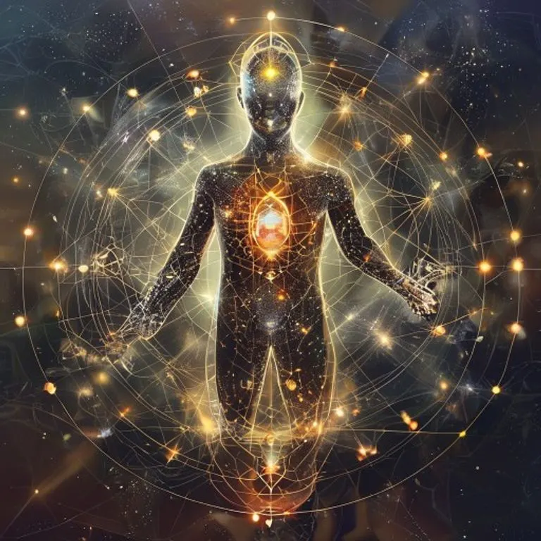 Silueta de una persona contemplando un cosmos vibrante y abstracto, simbolizando la conexión entre el ser humano y el universo astrológico.