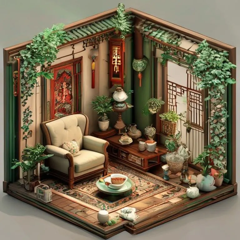 Un interior de hogar lujoso y acogedor, con muebles cómodos y una iluminación cálida, que refleja el amor del Cerdo por el confort.