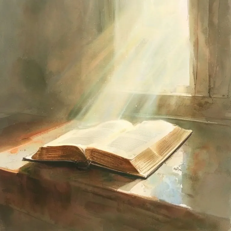 Libro antiguo de oraciones abierto sobre una mesa, con luz tenue, evocando devoción y estudio espiritual.