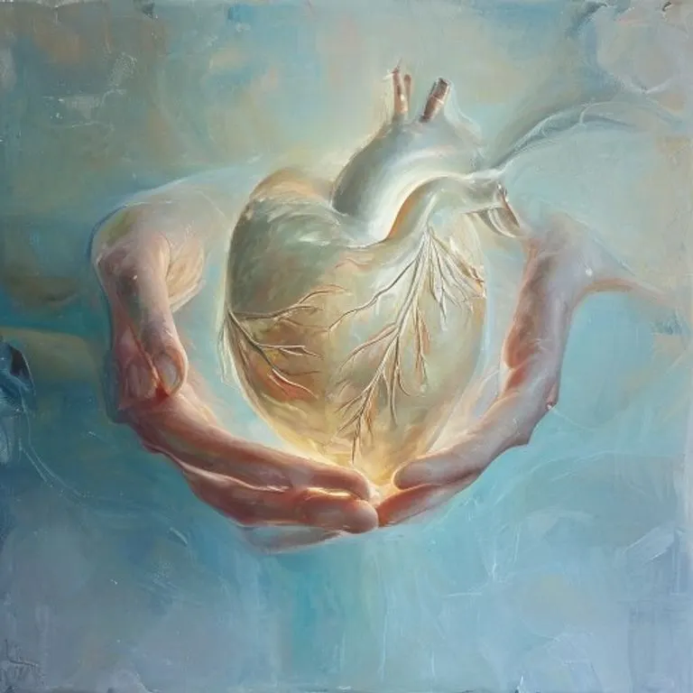 Representación artística de un corazón humano estilizado, resplandeciendo con una luz dorada y etérea, simbolizando la santificación del corazón por el Espíritu Santo. El fondo es un suave degradado de colores cálidos y espirituales.