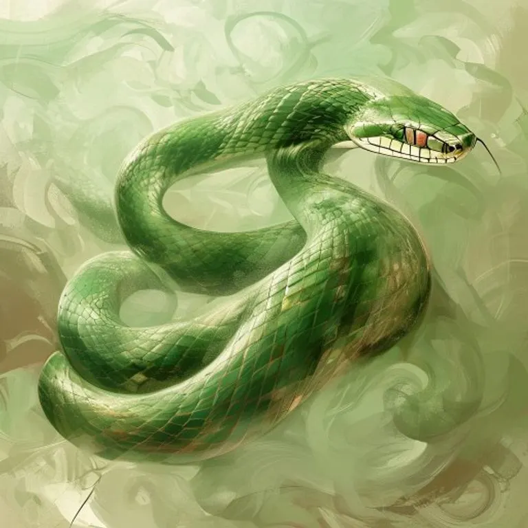 Stylized illustration of a green Wood Snake, representing wisdom and strategic thinking in Chinese astrology.
