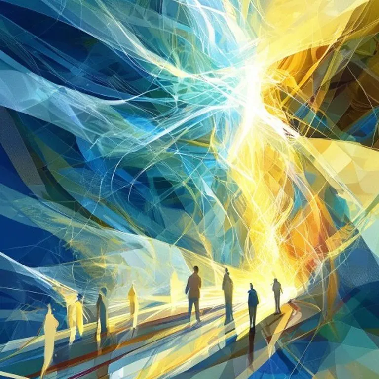 Ilustración digital de la Venida del Espíritu Santo en Pentecostés, con lenguas de fuego sobre los apóstoles y la Virgen María, en un estilo vibrante y etéreo.