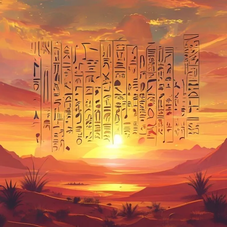 Un diseño abstracto de jeroglíficos egipcios con sutiles elementos musicales, en un estilo de ilustración digital, que evoca la fusión de historia y arte en el legado de Michael Jackson.