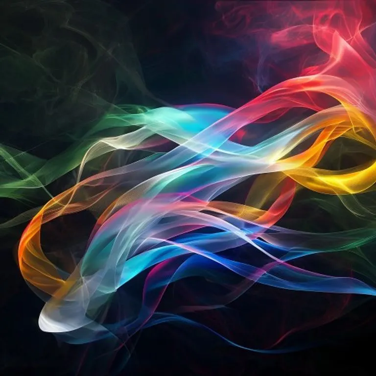 Cintas de energía de colores vibrantes entrelazándose, representando el flujo del Chi y el destino.