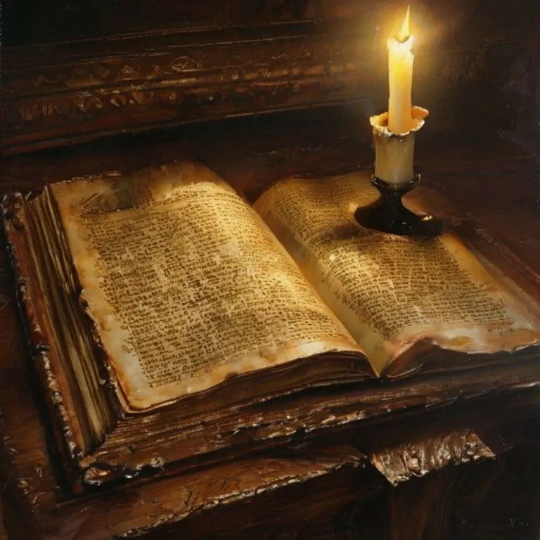 Libro de oraciones antiguo con vela