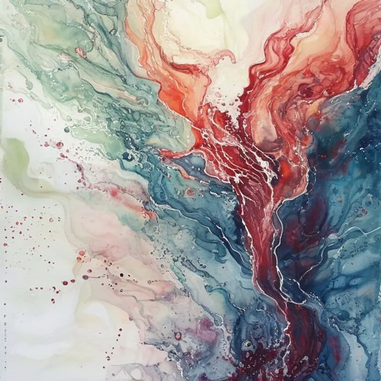 Pintura abstracta de agua y sangre