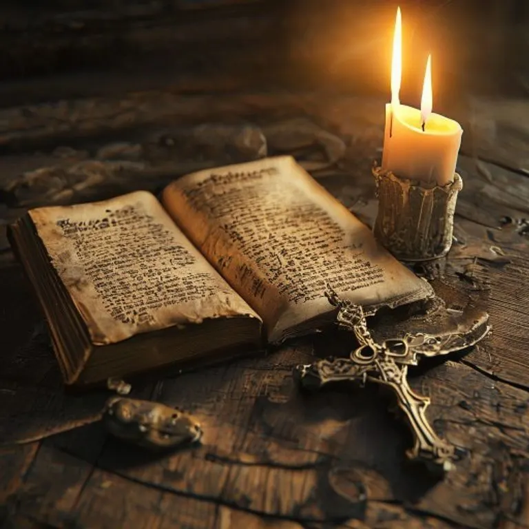 Libro antiguo y vela, símbolos de sabiduría y legado espiritual